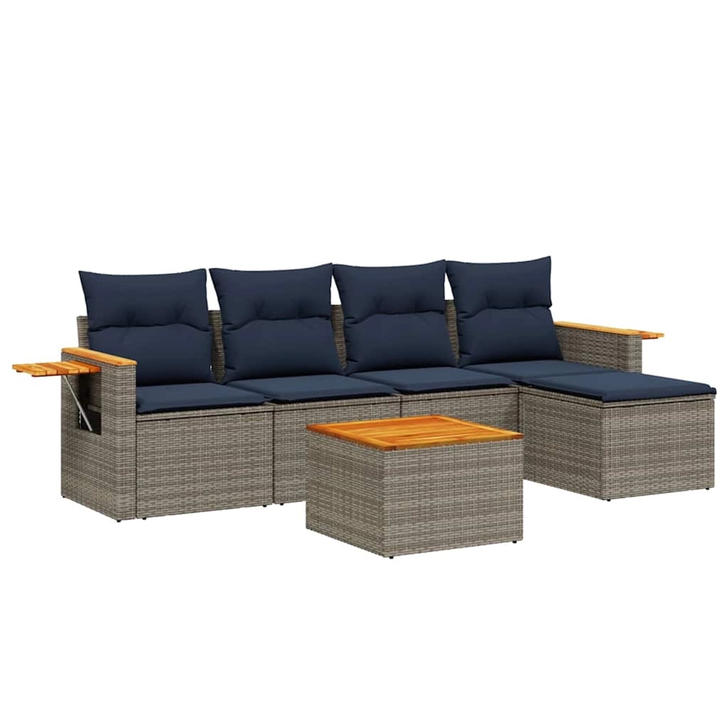vidaXL 6-Tlg Garten-Sofagarnitur mit Kissen Grau Poly Rattan 3226768 günstig online kaufen