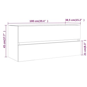 vidaXL Waschbeckenschrank Räuchereiche, 100x38,5x45 cm, Holzwerkstoff, Badmöbel