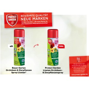 Protect Garden Lizetan Orchideen- & Zierpflanzenspray, Vergleich alte/neue Verpackung, 400ml.