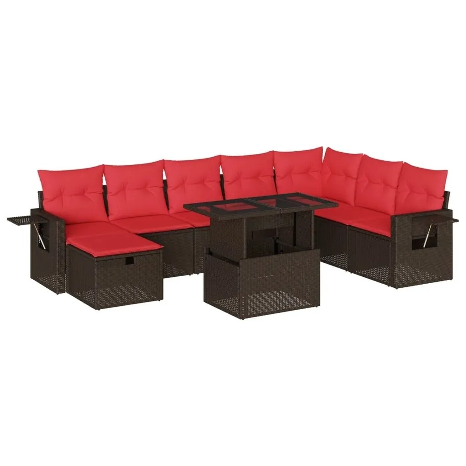 vidaXL 9-Tlg Gartensofa-Set mit Kissen Braun Polyrattan 3275034 günstig online kaufen