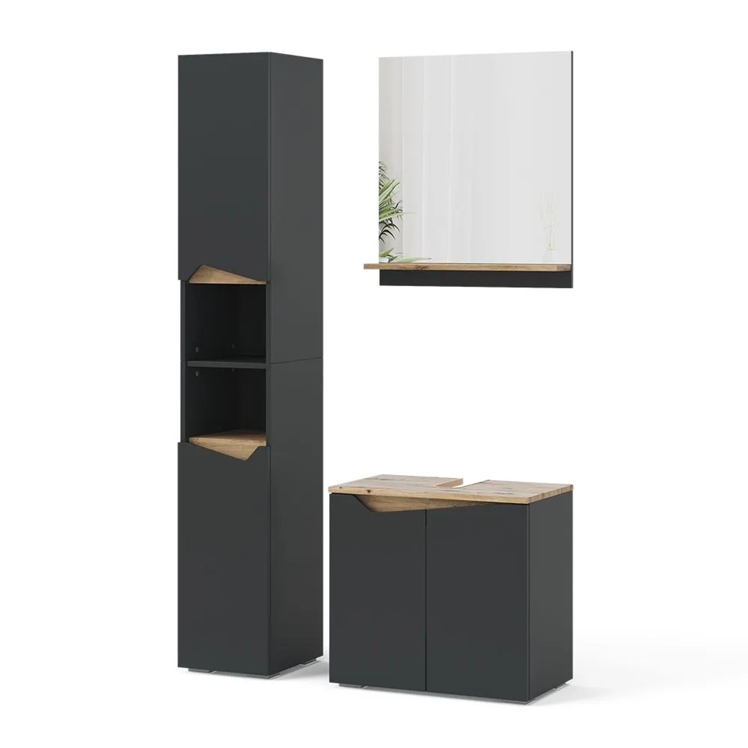 Vicco Badmöbel-Set Marelle Anthrazit/Artisan-Eiche 60 x 58 3-teilig