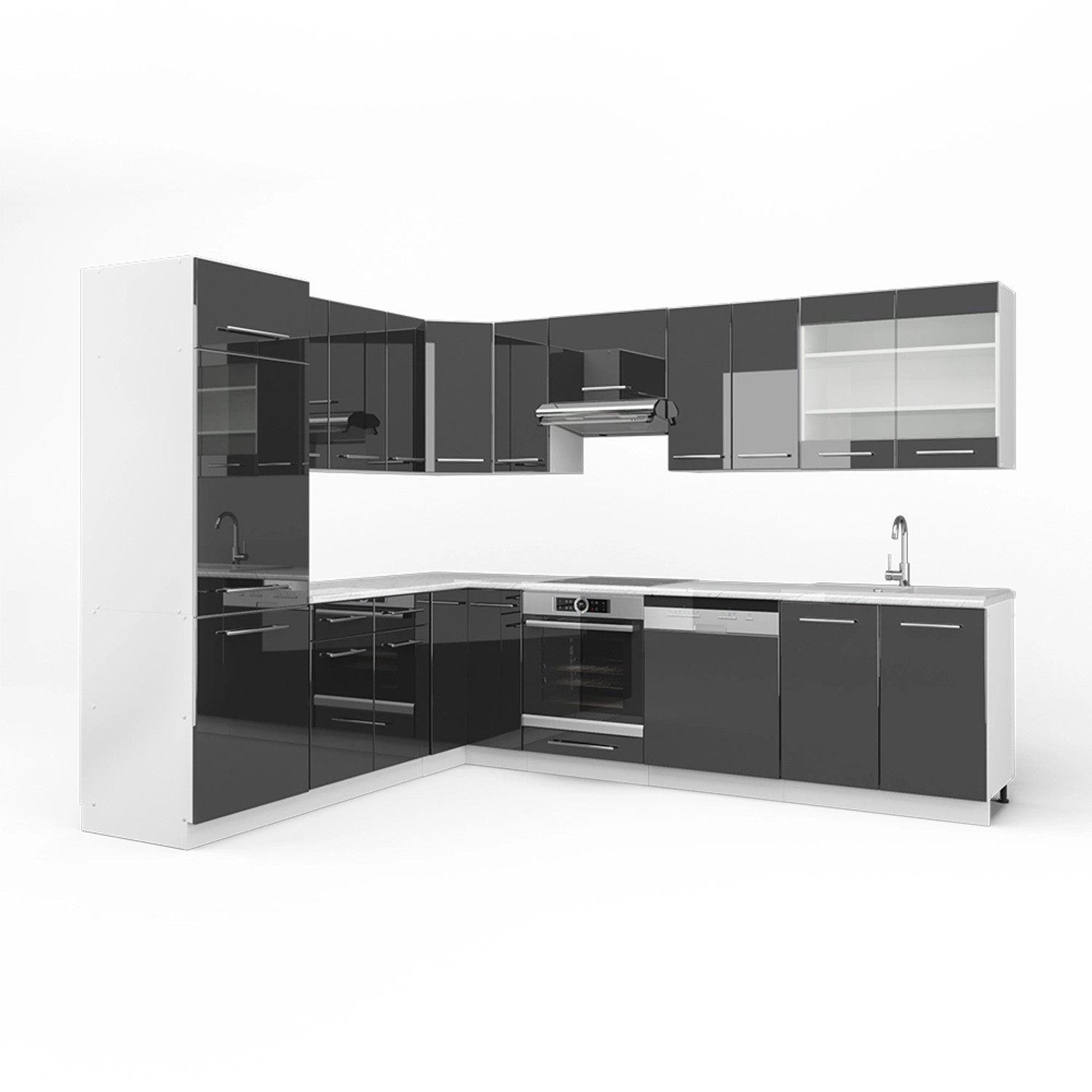 Vicco Fame-Line Eckküche Anthrazit 227 x 60 cm ohne Arbeitsplatte günstig online kaufen
