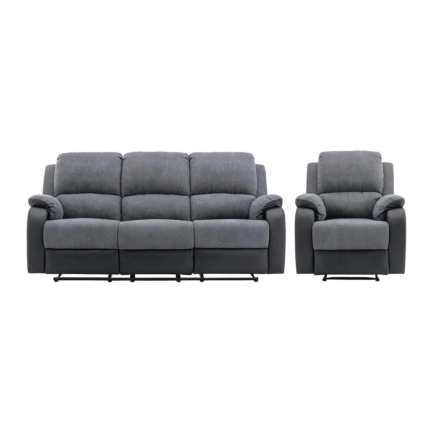 Vente-unique Couchgarnitur Mit Sessel Brody Schwarz  Grau 87 cm  202 cm