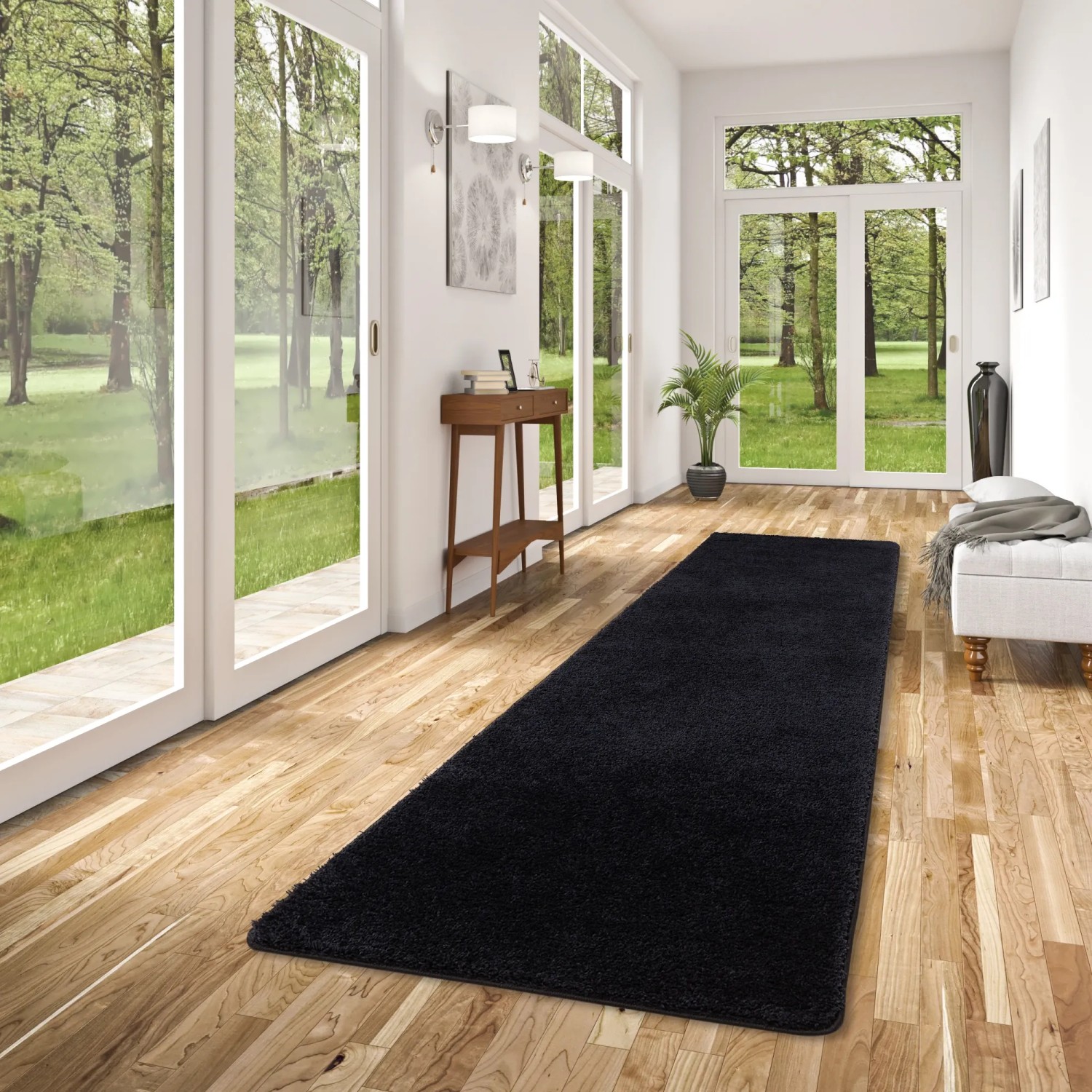 Snapstyle Läufer Palace Hochflor Schwarz 80 x 160 cm kaufen bei OBI