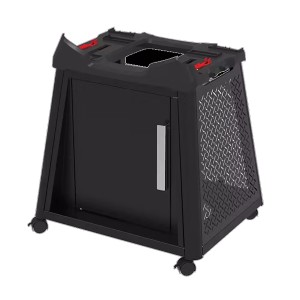 Weber Rollwagen Premium für Q N-Serie: Schwarzer Grillwagen mit Tür und Rollen für mehr Stauraum.