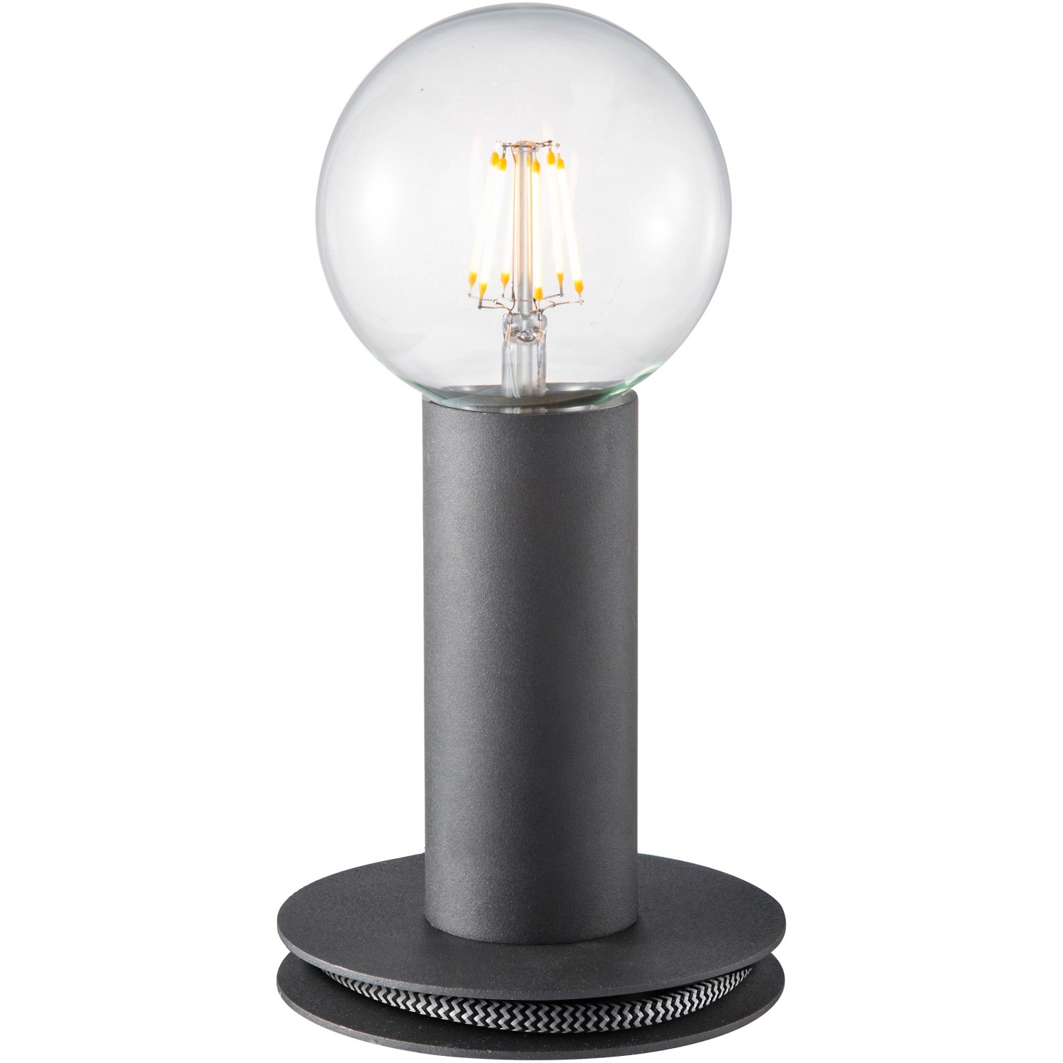 Just Light Tischleuchte Turn me Schwarz, H 14,1cm. Design Lampe mit E27 Fassung.