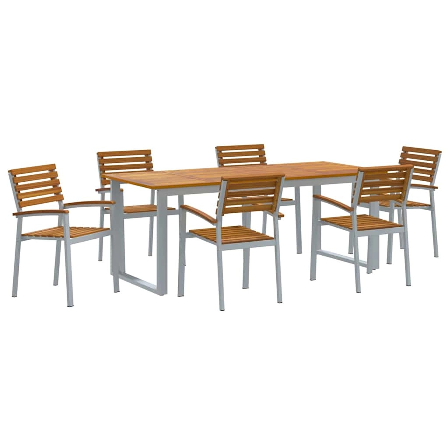 vidaXL Garten Essgruppe 7-Tlg Grau und Braun Akazie Massivholz 3284349 günstig online kaufen