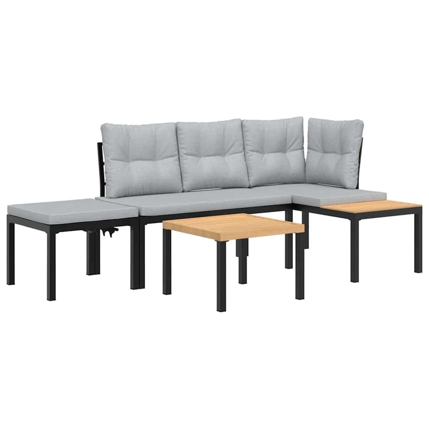 vidaXL Gartenbank-Set 4-Tlg Schwarz Pulverbeschichteter Stahl 3283640 günstig online kaufen