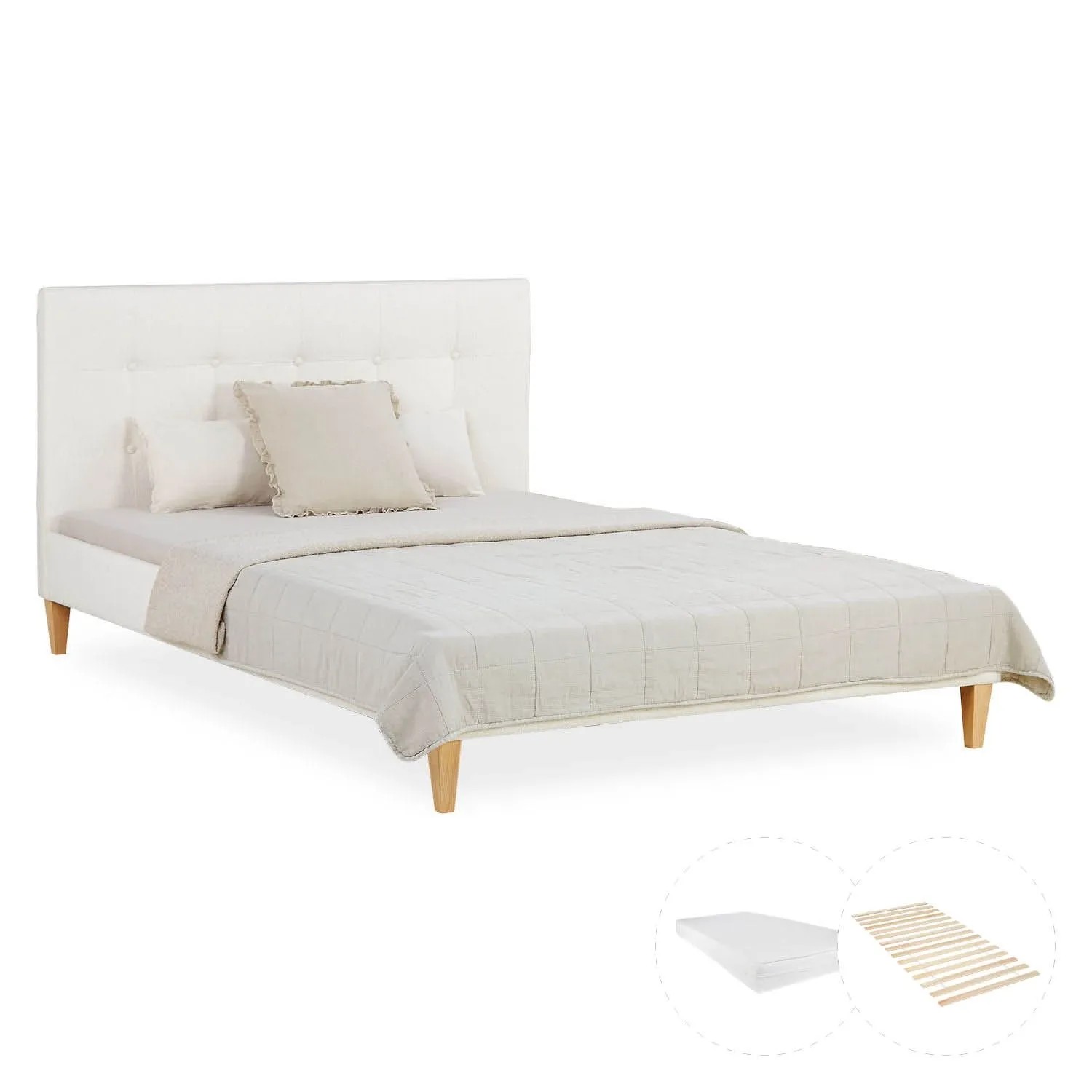 Homestyle4u Polsterbett 140x200 cm mit Matratze und Lattenrost Doppelbett 2734