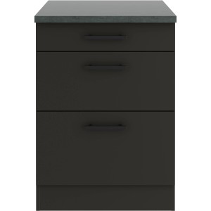 OPTIFIT Madrid420 Küchenunterschrank, 60 cm, Anthrazit Matt mit Schublade und Auszügen.