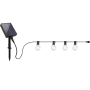 Salcar Solar G40 LED Lichterkette für Außen, mit klaren Glühbirnen, Solarpanel und Erdspieß.