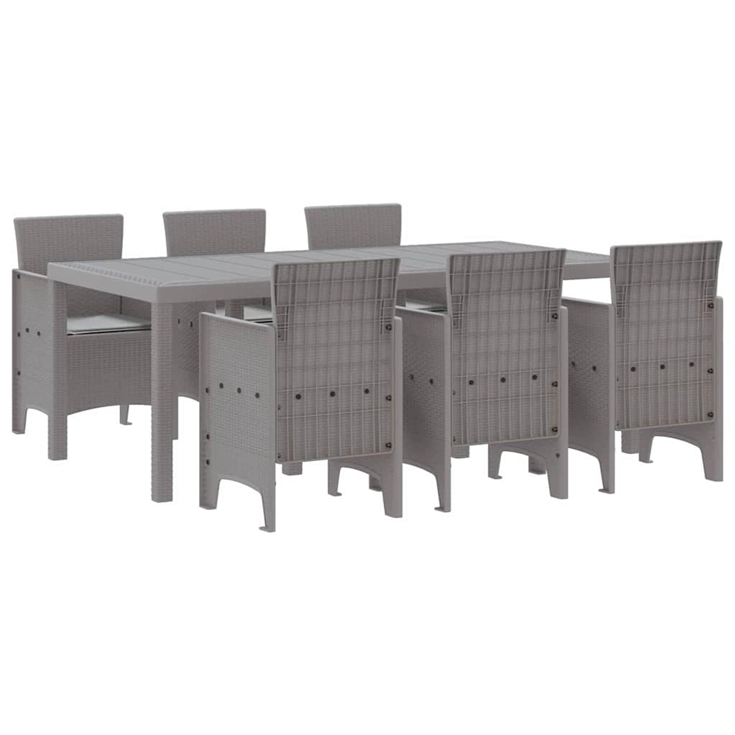 vidaXL Garten Essgruppe 7-Tlg Hellgrau Poly Rattan 3378729 günstig online kaufen