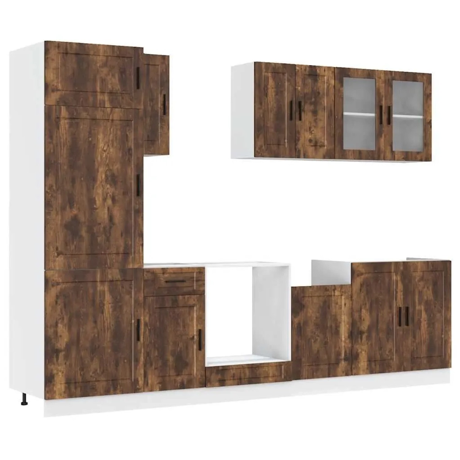 vidaXL 8 Tlg Küchenschrank-Set Porto Räuchereiche Holzwerkstoff 3314816