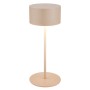 Beige LED-Tischleuchte KIRA mit Akku, dimmbar und für Innen- & Außenbereich geeignet.