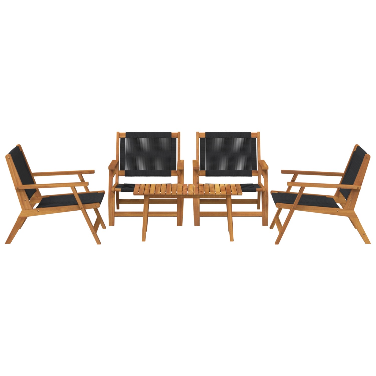 vidaXL 5-Teiliges Set aus Gartenstühlen und Tisch - Schwarzes Akazienholz 3 günstig online kaufen