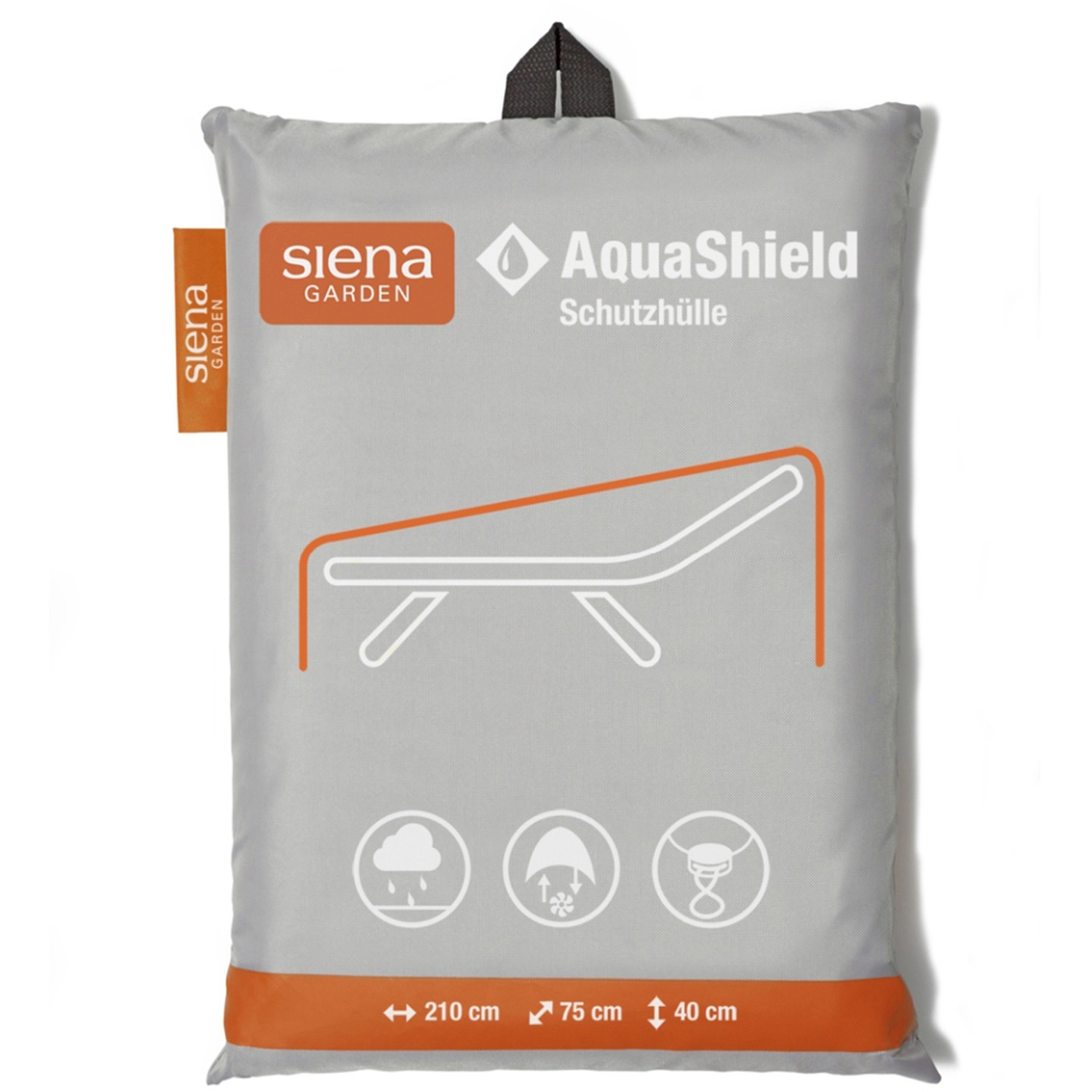 Siena Garden Schutzhülle Gartenliege AquaShield Hellgrau 210 cm x 75 cm x 40 cm