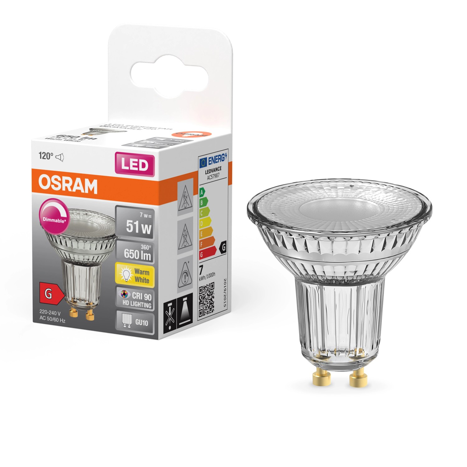 Osram LED-Leuchtmittel GU10 7,9 W Warmweiß 650 lm EEK: G 5,2 x 5 cm (H x Ø)