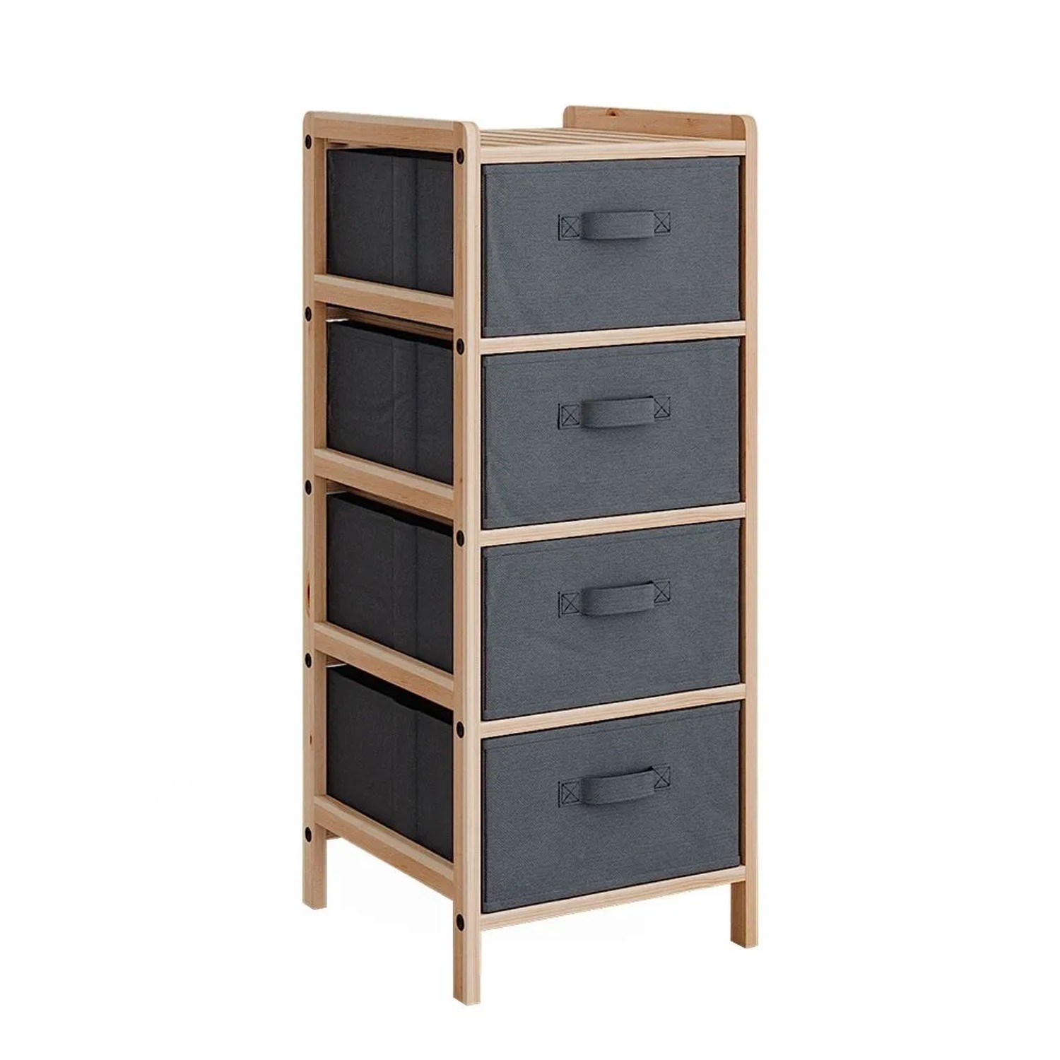 Vicco Kommode Bruno Grau 35 x 86 mit 4 Stoffschubladen