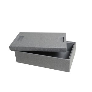 Graue Thermobox, 16,5 Liter, mit Deckel. Kühlbox für Transport und Lagerung.