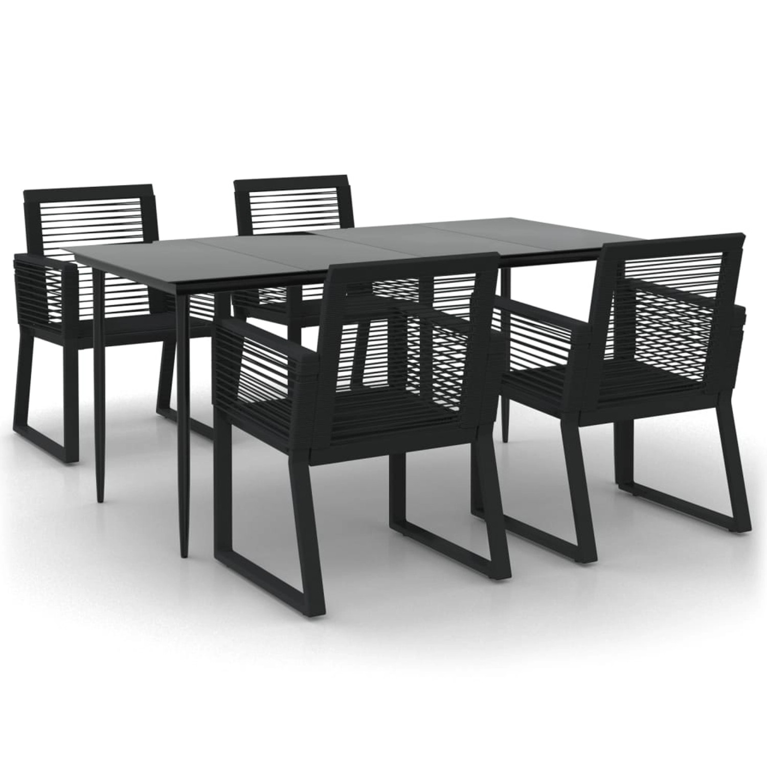 vidaXL 5-Tlg Garten-Essgruppe Schwarz PVC Rattan 3156548