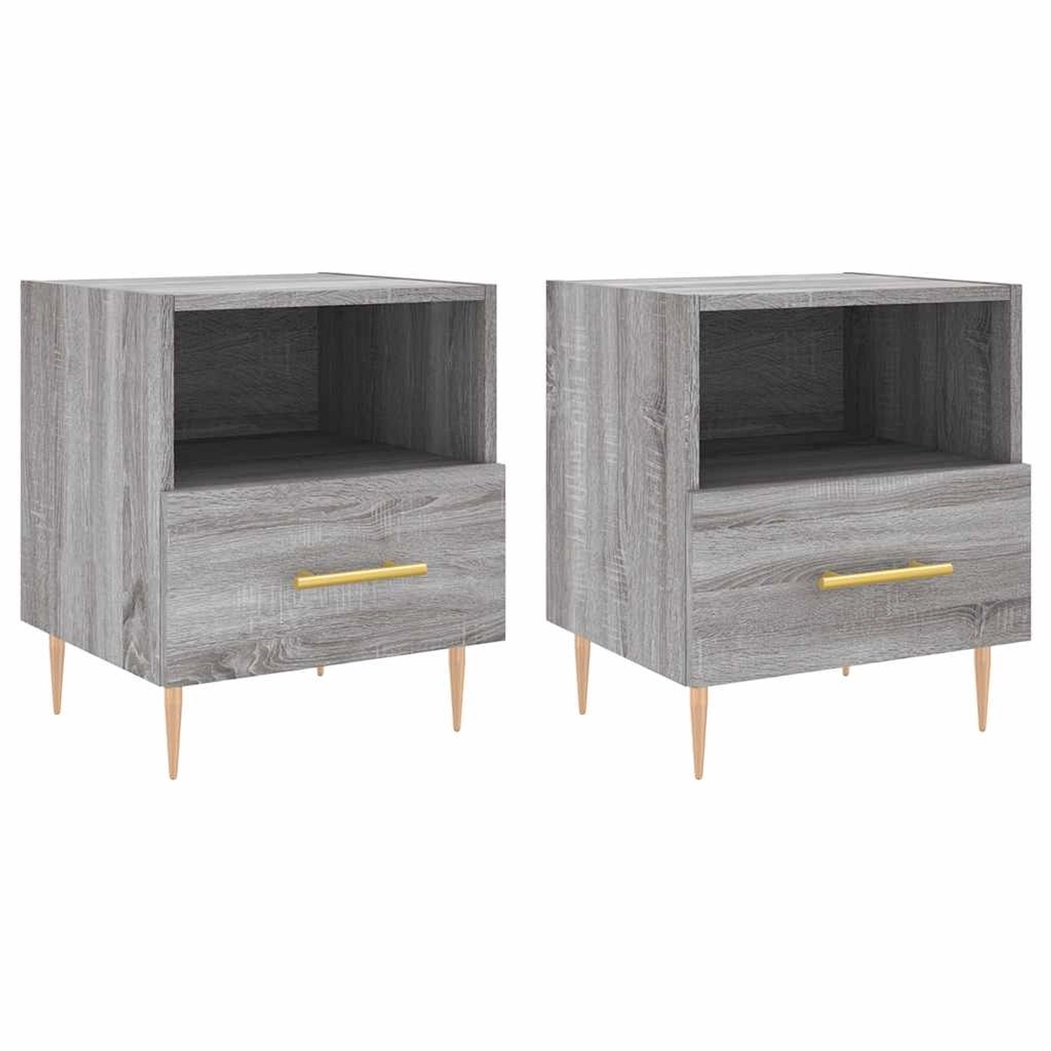 vidaXL Nachttische 2 Stk, Grau Sonoma 40x35x47,5 cm Holzwerkstoff 827417