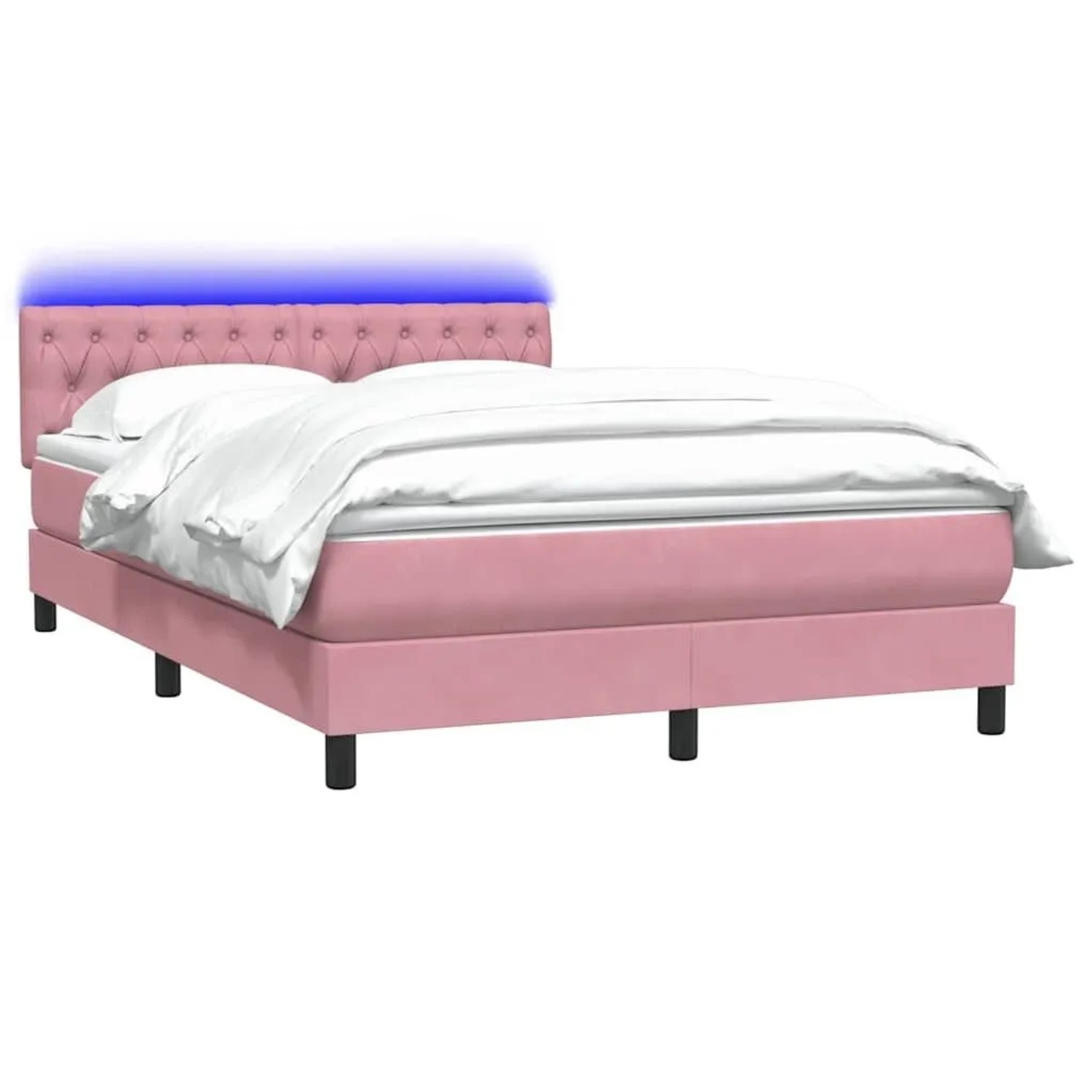 vidaXL Boxspringbett mit Matratze und LED Rosa 140x220 cm Samt 3317222 günstig online kaufen