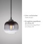 Schwarze Just Light Pendelleuchte Zea mit Rauchglas, 1-flammig. Elegante Hängeleuchte für Wohnräume.