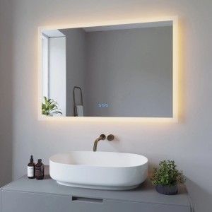 Aquabatos LED Badspiegel, 100x70 cm, mit Touch-Schalter und Anti-Beschlag Funktion.