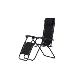 Schwarzer Vulcano Liegestuhl von ebuy24, verstellbare Gartenliege ohne Kissen.