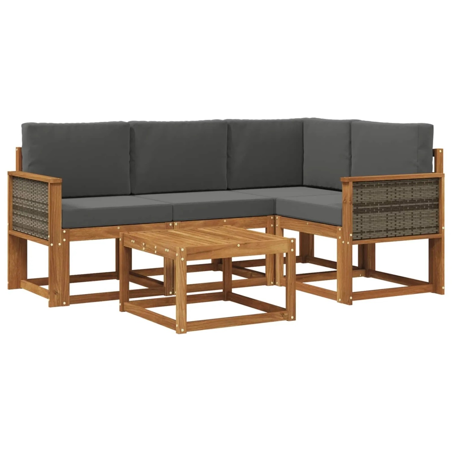 vidaXL Outdoor-Sofagarnitur 5 Stk Natur und Anthrazit Polyester 3385188
