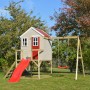 Wendi Toys Kinderspielhaus Elefant mit Rutsche und Schaukel im Garten.