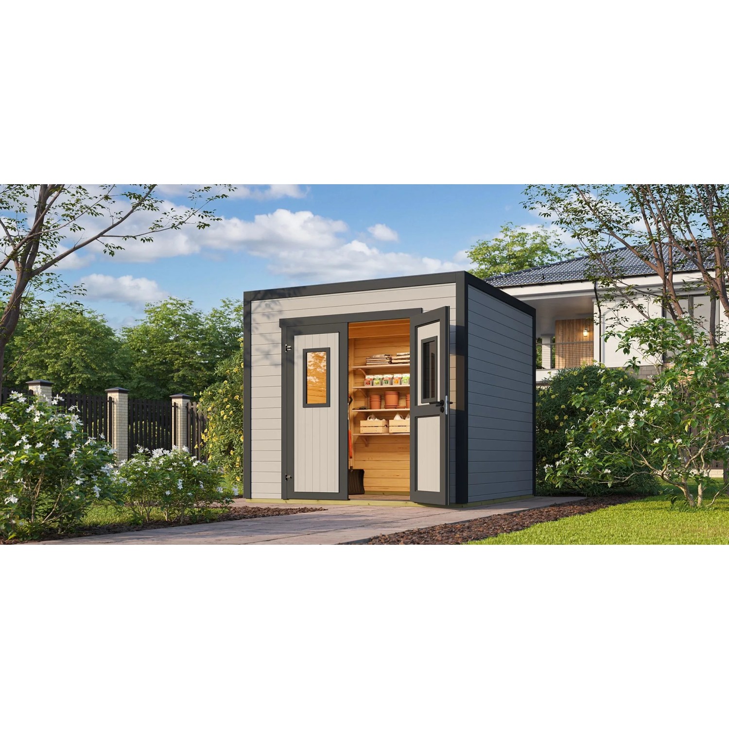 Lasita Gartenhaus Felix 1,5 Lichtgrau 250 cm x 200 cm