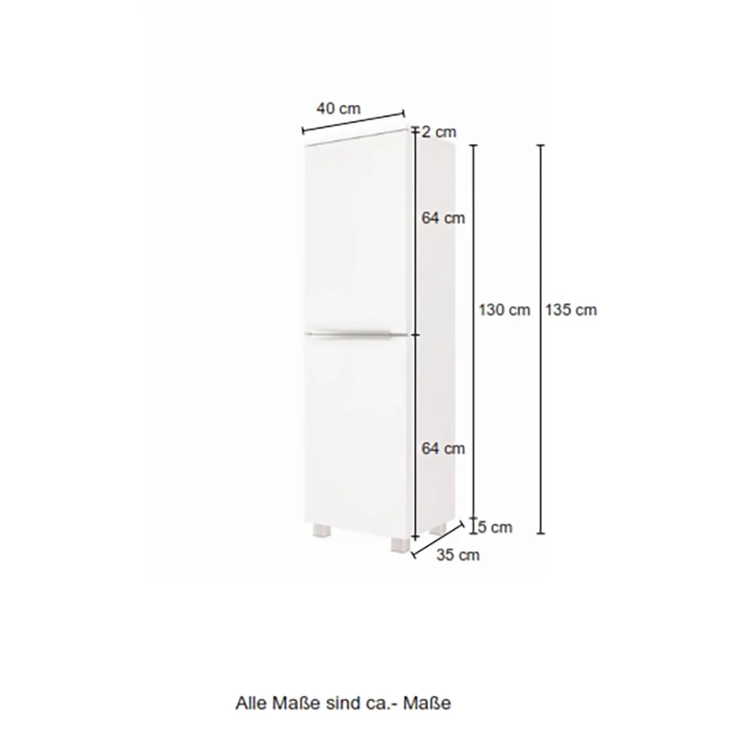 Held Möbel Midischrank Monza, 40 cm, matt Weiß. Bad-Hängeschrank mit Maßen.