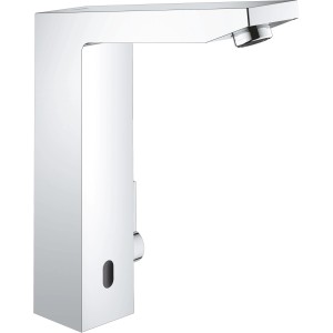 Grohe Eurocube E Sensor-Waschbeckenarmatur in Chrom mit Infrarot-Sensor.
