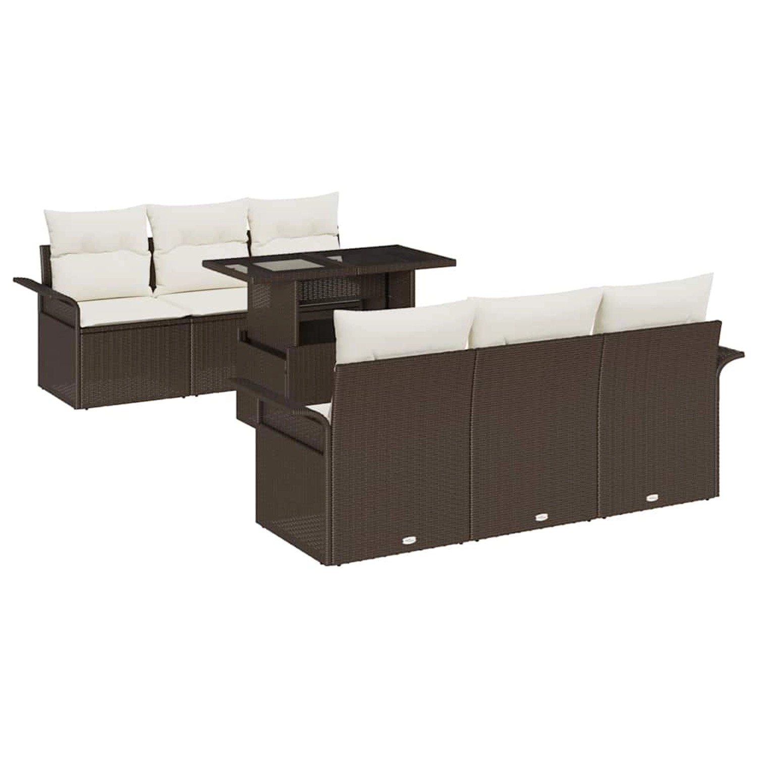 vidaXL Garten-Sofa-Set mit Kissen 7-Tlg Braun Poly Rattan 3348204 günstig online kaufen