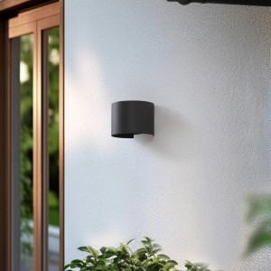 Moderne, dimmbare Lindby LED Smart Home Außenwandleuchte Dara in Alu, 1-flammig.