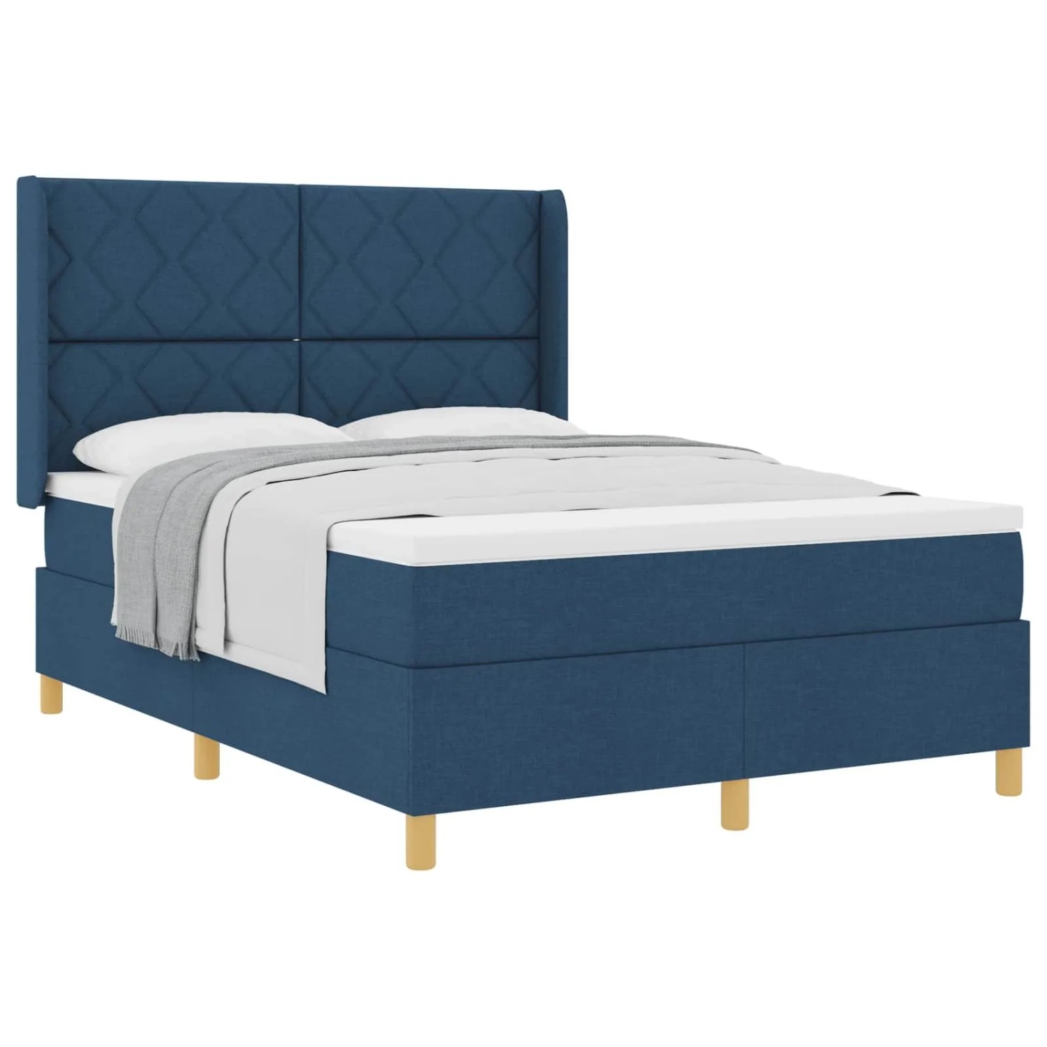 vidaXL Boxspringbett mit Matratze mit Kopfteil Blau 160 x 200 cm Stoff 3341909