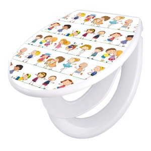 Banjado Familien WC-Sitz mit Kindermotiv und Absenkautomatik, weiß.
