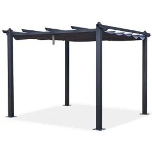 Jet-Line Pavillon Luxor, 3x4 m, Anthrazit, mit Schiebedach. Gartenpavillon aus Aluminium für Sonnenschutz.