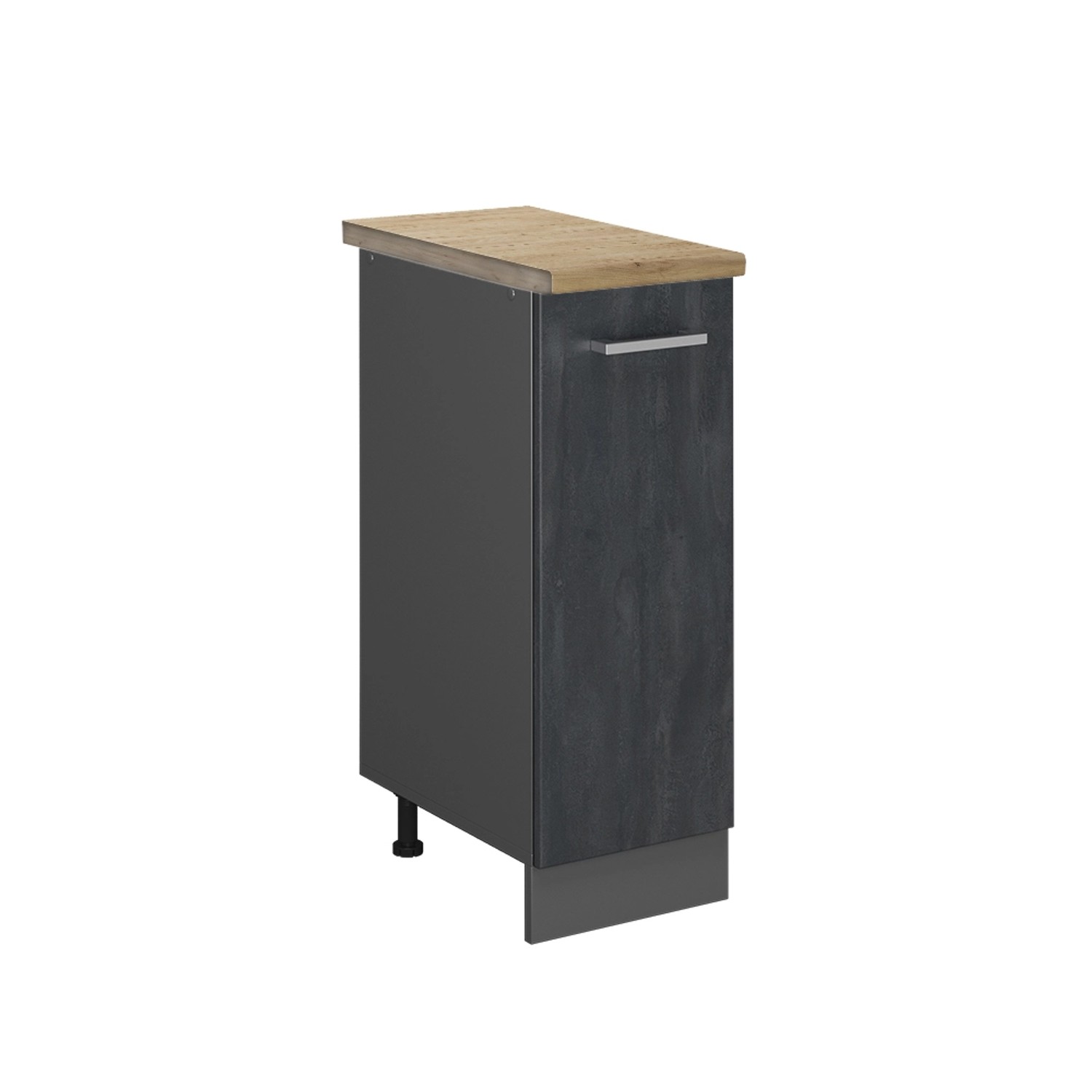 Vicco Apothekerschrank R-Line Medizinschrank für die Küche Schwarz Beton 30 cm AP Eiche mit Anthrazit Korpus