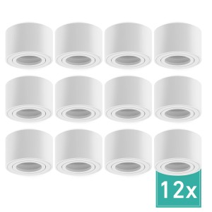 12er Set weiße Oktaplex Lile S Aufbauspots aus Aluminium für LED-Module, 230V