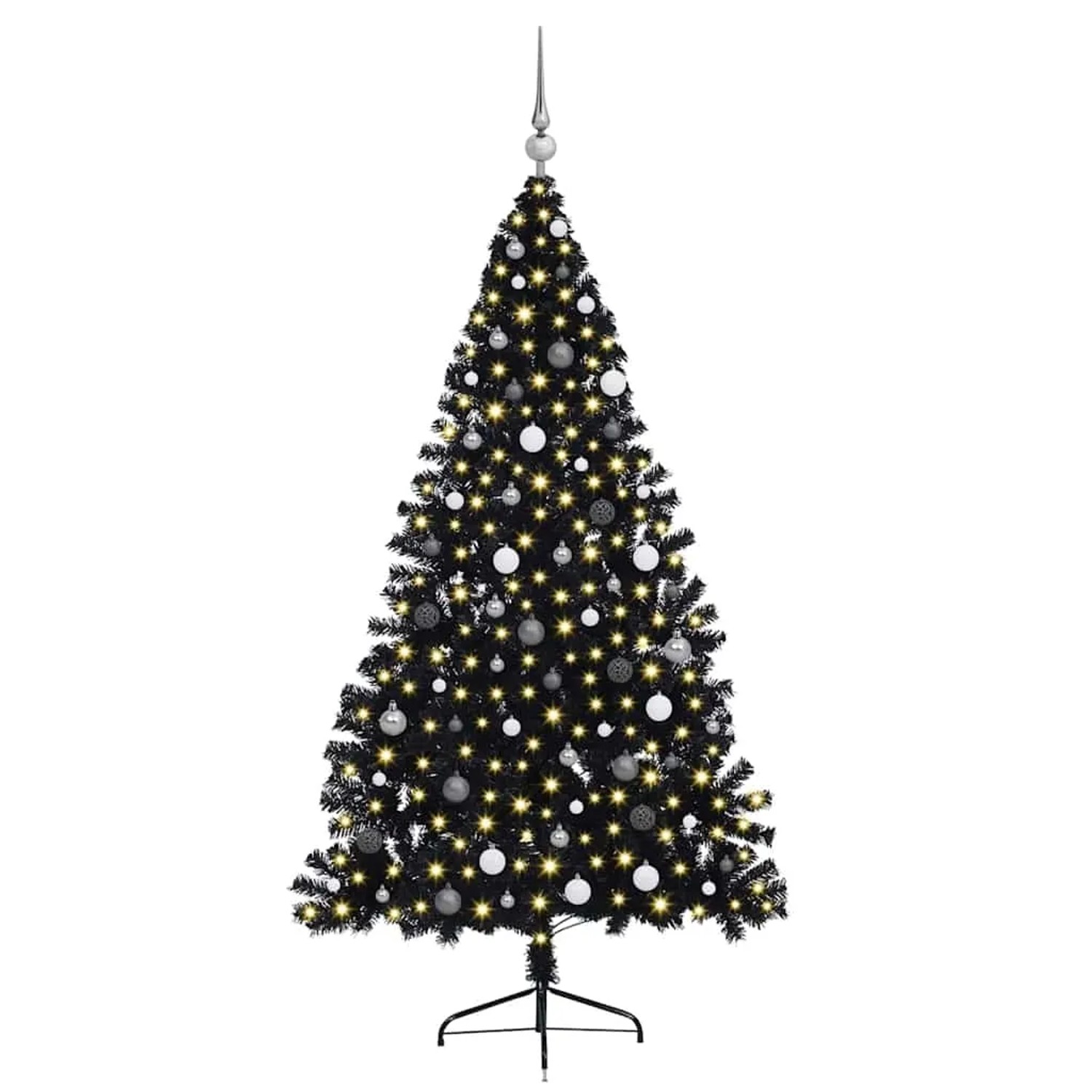 vidaXL Künstlicher Vorbeleuchteter Weihnachtsbaum Schwarz 210 cm PVC 3397153