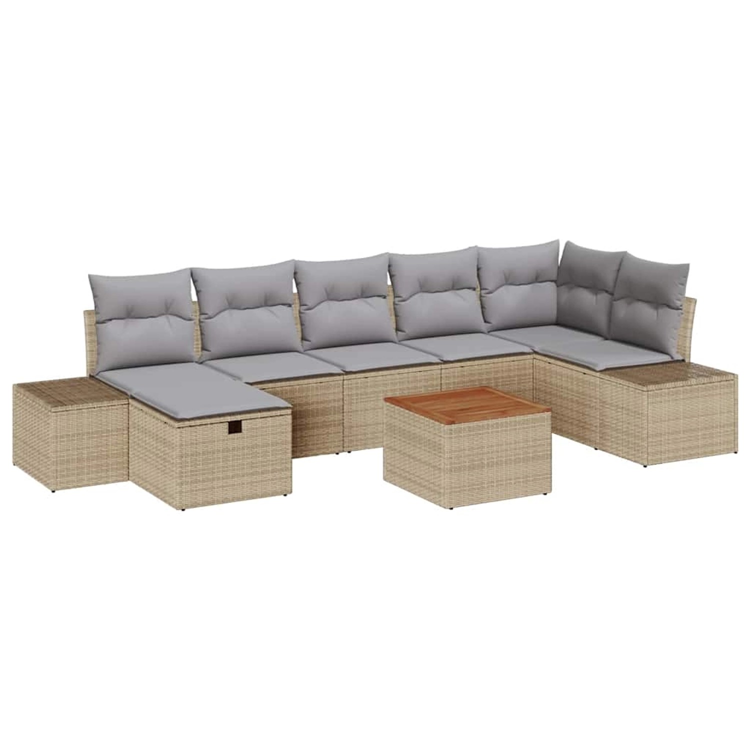 vidaXL Garten-Sofa-Set mit Kissen mit Speicher 8-Tlg Beige Poly Rattan 3360 günstig online kaufen