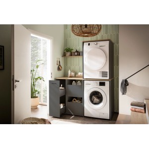 Schildmeyer Umbauschrank-Set Solea, 2-teilig, anthrazit, für Waschmaschine und Trockner im Hauswirtschaftsraum.
