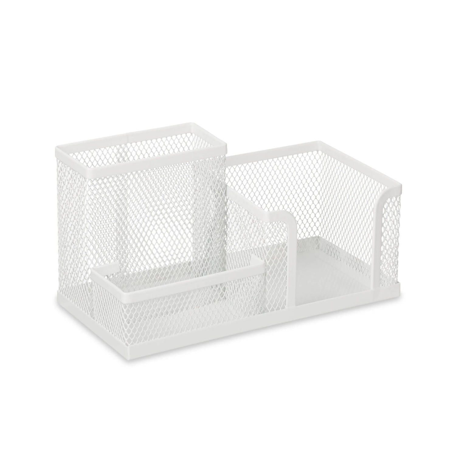 Relaxdays Schreibtisch-Organizer Stahl Weiß 3 Fächer 10 x 18,5 x 9,5 cm 220 g