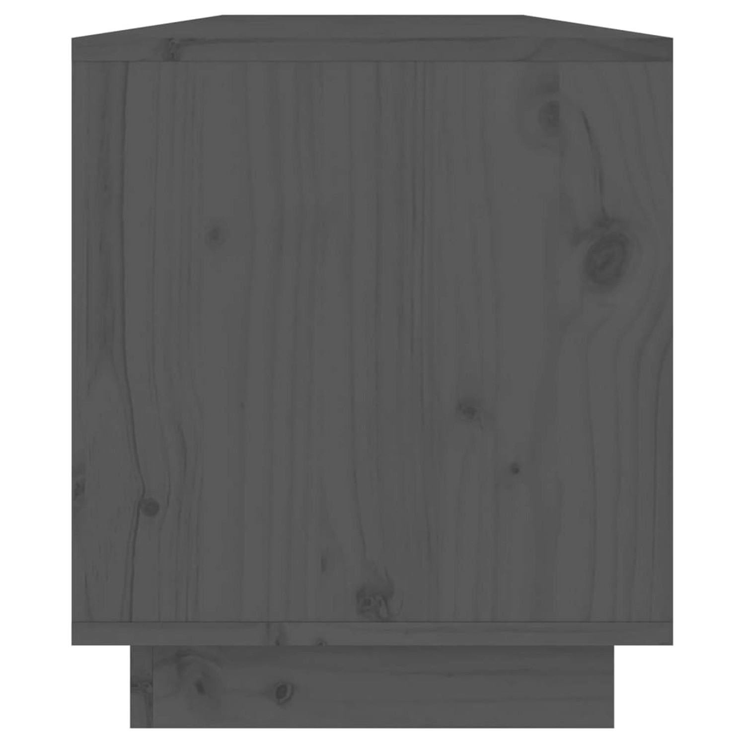 Grauer VidaXL TV-Schrank aus Kiefernholz, 110,5x34x40 cm. Wohnwand mit Schubladen.