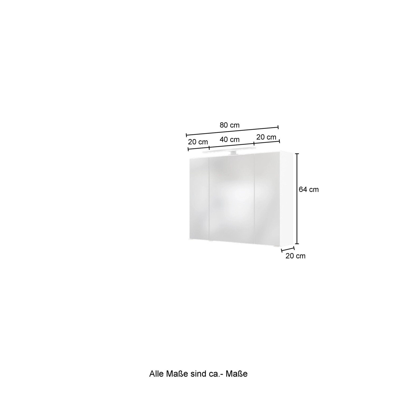 Held Möbel 3D-Spiegelschrank Neapel, 80 cm, Graphitgrau. Badmöbel-Set mit LED-Aufsatzleuchte.