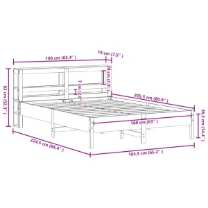 vidaXL Massivholzbett ohne Matratze Weiß 160x200 Kiefernholz 3306142