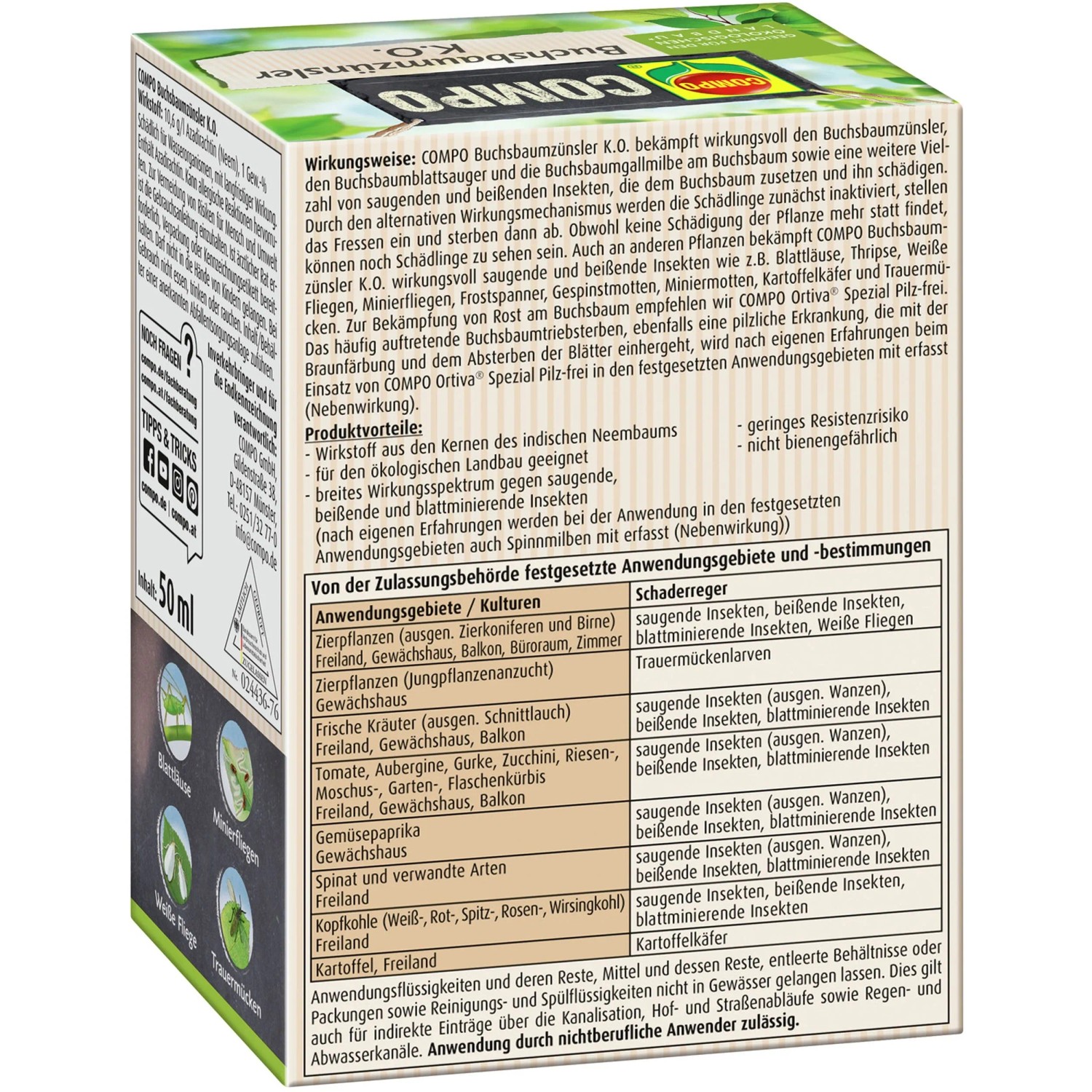 Compo Buchsbaumzünsler K.O. 50ml: Insektizid zur Bekämpfung von Buchsbaumzünslern.