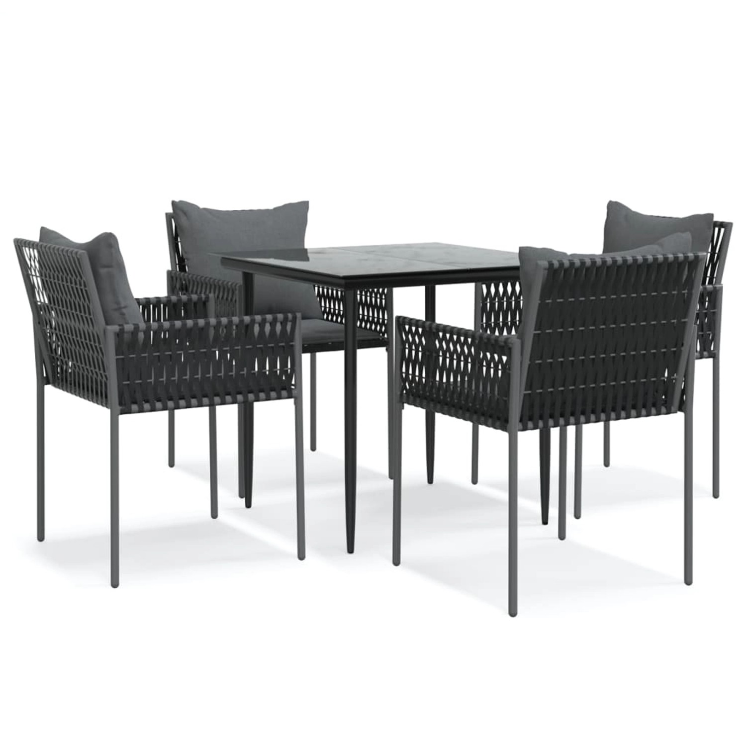 vidaXL 5-Tlg Garten-Essgruppe mit Kissen Poly Rattan und Stahl 3187052 günstig online kaufen
